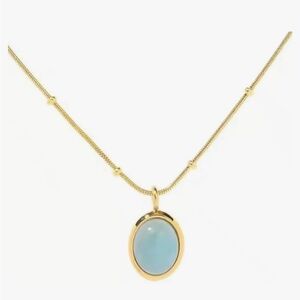 Gold Necklace with Blue Pendant